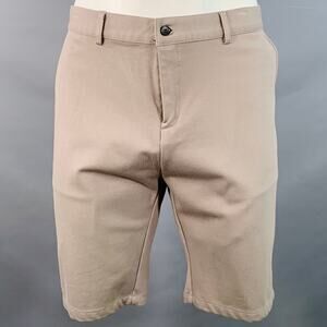 MAUVAIS Size 36 Tan Herringbone Rayon Blend Zip Fly Shorts